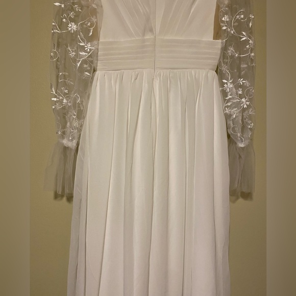 Boho Long Sleeve Wedding Dress Lace Appliqués Size 6 - Picture 7 of 12